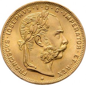 František Josef I., 1848 - 1916, 8 Zlatník 1892 - novoražba, 6.453g, nep.hr.ražbou