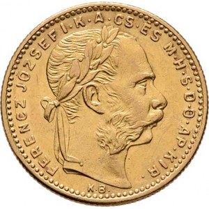 František Josef I., 1848 - 1916, 8 Zlatník 1888 KB, 6.434g, nep.hr., nep.rysky, pěkná