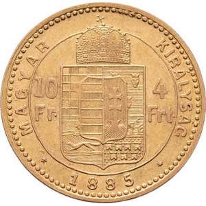 František Josef I., 1848 - 1916, 4 Zlatník 1885 KB (pouze 64.000 ks), 3.201g,