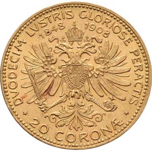 František Josef I., 1848 - 1916, 20 Koruna 1908 - jubilejní, 6.764g, nep.hr.,