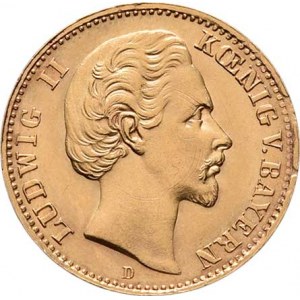 Německo - Bavorsko, Ludwig II., 1864 - 1886, 10 Marka 1875 D, Mnichov, KM.503 (Au900), 3.985g,