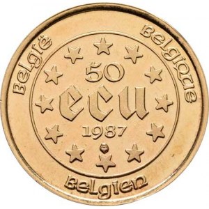 Belgie, Baudouin I., 1951 - 1993, 50 Ecu 1987 - Karel V., KM.167 (Au900, 1/2 unce),