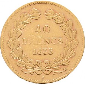 Francie, Ludvík Filip, 1830 - 1848, 40 Frank 1835 A, Paříž, KM.747.1, 12.831g, revers