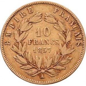 Francie, Napoleon III., 1852 - 1871, 10 Frank 1857 A, Paříž, KM.784.3 (Ag900), 3.168g,