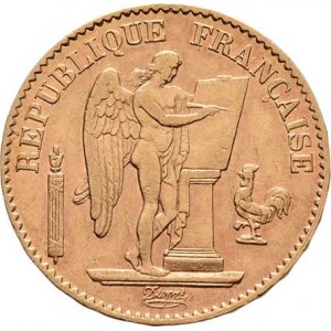 Francie - III. republika, 1871 - 1940, 20 Frank 1876 A, Paříž, KM.825 (Au900), 6.434g,