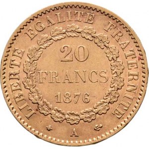 Francie - III. republika, 1871 - 1940, 20 Frank 1876 A, Paříž, KM.825 (Au900), 6.434g,