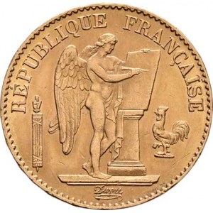 Francie - III. republika, 1871 - 1940, 20 Frank 1877 A, Paříž, KM.825 (Au900), 6.437g,