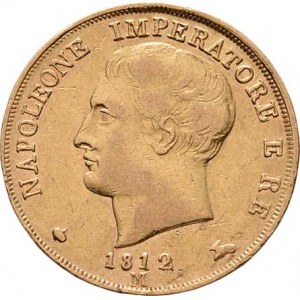 Itálie, Napoleon I., 1804 - 1814, 20 Lira 1812 M, Milano, Cr.11 (Au900, pouze 45.000