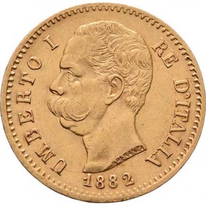 Itálie, Umberto I., 1878 - 1900, 20 Lira 1882 R, Roma, KM.21 (Au900), 6.428g,