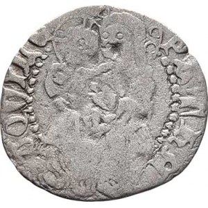 Aquilea-patriarchát, Lodovico II., 1412 - 1420, AR Denár b.l., Erb, opis / madona, opis, Biaggi.193