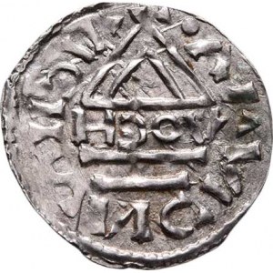 Německo - Řezno, Jindřich IV. Svatý, 995 - 1002, Denár b.l., pod kaplicí HCOV, Hahn.27/i1, podobn