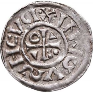 Německo - Řezno, Jindřich IV. Svatý, 995 - 1002, Denár b.l., pod kaplicí ENC, Hahn.28/d8, podobný