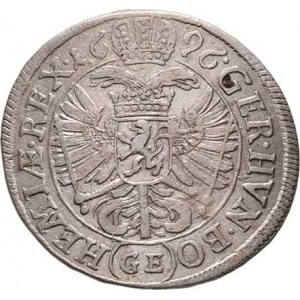 Leopold I., 1657 - 1705, 3 Krejcar 1696 GE, Praha-Egerer, MKČ.1428, Nech.205,