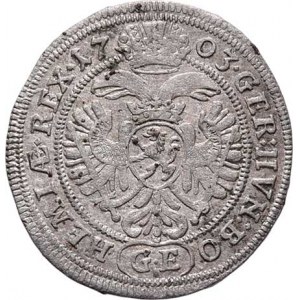 Leopold I., 1657 - 1705, 3 Krejcar 1703 GE, Praha-Egerer, MKČ.1429, Nech.218,