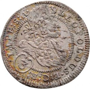 Leopold I., 1657 - 1705, 3 Krejcar 1705 GE, Praha-Egerer, Nech.220, MKČ.1429,