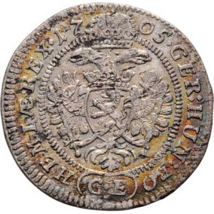 Leopold I., 1657 - 1705, 3 Krejcar 1705 GE, Praha-Egerer, Nech.220, MKČ.1429,