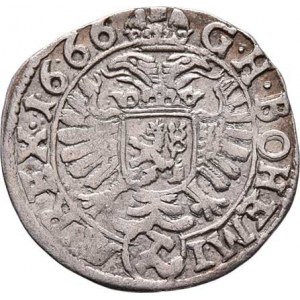 Leopold I., 1657 - 1705, 3 Krejcar 1666, K.Hora-Hackl, Nech.283, MKČ.1452,