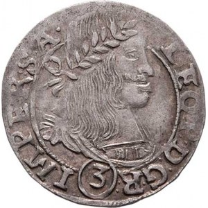 Leopold I., 1657 - 1705, 3 Krejcar 1668, K.Hora-Hackl, Nech.285, MKČ.1452,