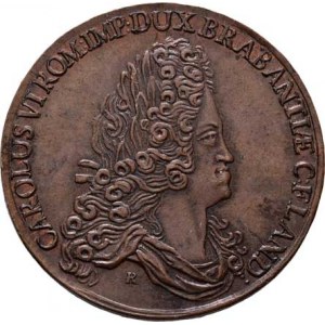 Karel VI., 1711 - 1740, Roettiers - AE jeton na holdování ve Flandrech 1723 -