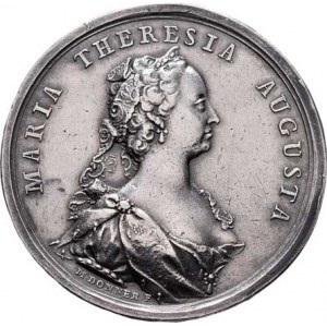 Marie Terezie, 1740 - 1780, Donner - medaile na korunovaci v Praze 12.V.1743 -