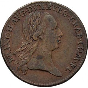 František II., 1792 - 1835, AE menší jeton na holdov. ve Flandrech 1794 - poprsí