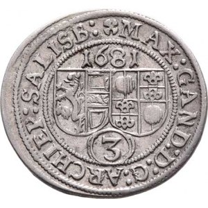 Salzburg-arcib., Max Gandolph, 1668 - 1687, 3 Krejcar 1681, Zot.2031, Pr.1687, KM.228, 1.395g,