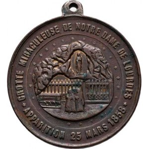 Církevní medaile - evropské svátostky s místem původu, Lourdy 1858 - korunovaná Panna Marie, franc.