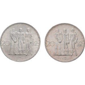 Československo 1918 - 1938, 20 Koruna 1933, 1934 (Ag700), 12.009g, 12.012g,