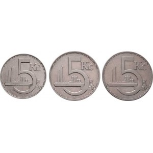 Československo 1918 - 1938, 5 Koruna 1925, 1926, 1938, KM.10 (CuNi), KM.11a (Ni),