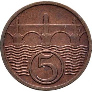 Československo 1918 - 1938, 5 Haléř 1931, KM.6 (CuZn), 1.687g, nep.hr., pěkná