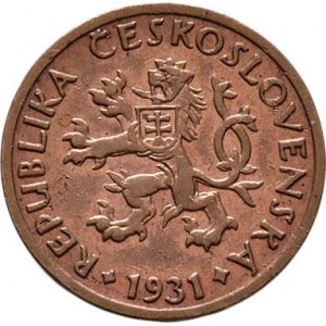 Československo 1918 - 1938, 5 Haléř 1931, KM.6 (CuZn), 1.687g, nep.hr., pěkná