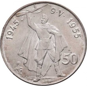 Československo 1953 - 1960, 50 Koruna 1955 - Osvobození, KM.44 (Ag900, 120.000