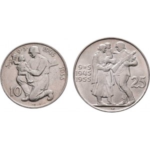Československo 1953 - 1960, 25 a 10 Koruna 1955 - 10.výročí osvobození, KM.43,42