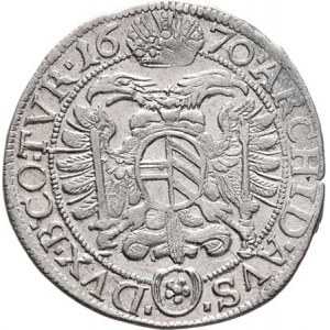 Leopold I., 1657 - 1705, 3 Krejcar 1670, Vídeň-Faber, Nech.1968, M-A.169,