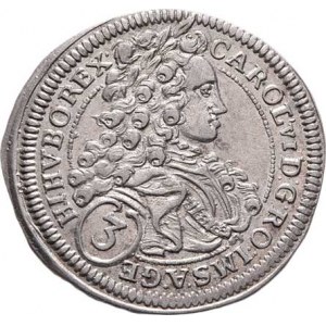 Karel VI., 1711 - 1740, 3 Krejcar 1715, Vídeň, M-A.215, 1.757g, nep.exc.,