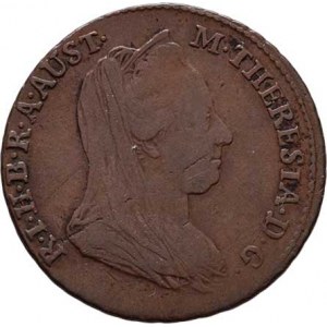 Marie Terezie, 1740 - 1780, Cu 1/4 Krejcar 1779 bz, Vídeň, N.69a, M-A.281,