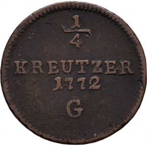 Marie Terezie, 1740 - 1780, Cu 1/4 Krejcar 1772 G, Günzburg, N.148, M-A.274,