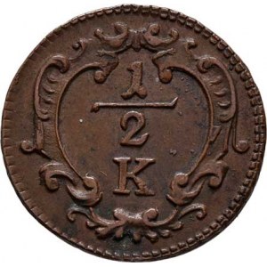 František I. Lotrinský, 1745 - 1765, Cu 1/2 Krejcar b.l., Vídeň, N.18, M-A.241, 5.165g,