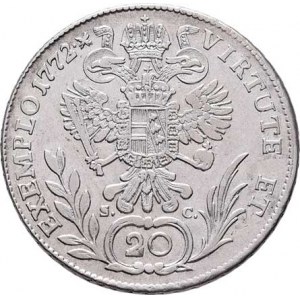 Josef II., (1765 -) 1780 - 1790, 20 Krejcar 1772 H/S-C, Günzburg, P.9, M-A.274,