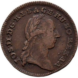 Josef II., (1765 -) 1780 - 1790, Cu 1/2 Krejcar 1783 F, Hall, P.47, M-A.285, 3.809g,