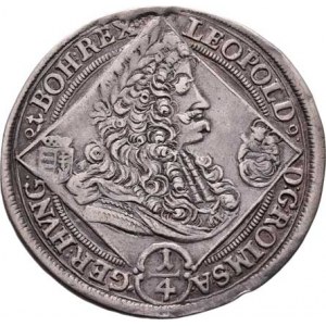 Leopold I., 1657 - 1705, 1/4 Tolar 1695 KB, Nech.1133, Husz.1410, 7.033g,