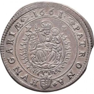 Leopold I., 1657 - 1705, XV Krejcar 1661 KB, Kremnica, Höll.61.2.3, Husz.1421,