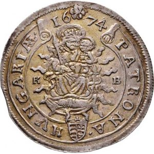 Leopold I., 1657 - 1705, XV Krejcar 1674 KB, Kremnica, Höll.74.1.3, Husz.1423,