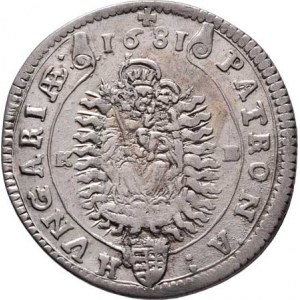 Leopold I., 1657 - 1705, XV Krejcar 1681 KB, Kremnica, Höll.81.1.1, Husz.1425,