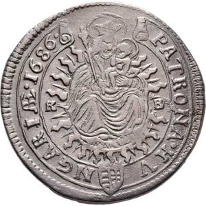 Leopold I., 1657 - 1705, XV Krejcar 1686 KB, Kremnica, Höll.86.2.2, Nech.1172,