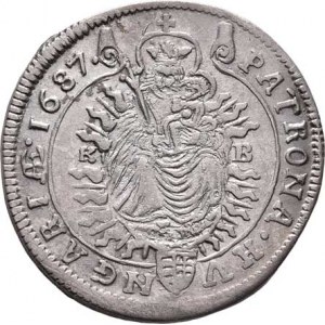 Leopold I., 1657 - 1705, XV Krejcar 1687 KB, Kremnica, Höll.87.1.4, Husz.1427,