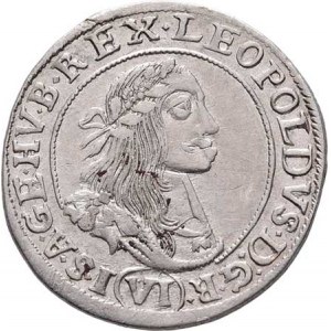Leopold I., 1657 - 1705, VI Krejcar 1668 KB, Kremnica, Nech.1189, Husz.1450,