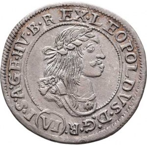 Leopold I., 1657 - 1705, VI Krejcar 1671 KB, Kremnica, Nech.1192, Husz.1450,