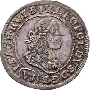 Leopold I., 1657 - 1705, VI Krejcar 1673 KB, Nech.1194, Husz.1450, 3.217g,