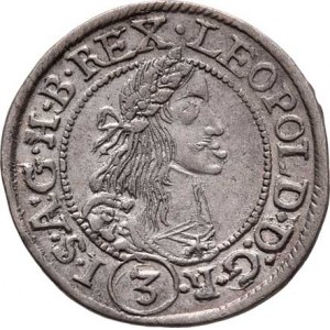 Leopold I., 1657 - 1705, 3 Krejcar 1665 KB, Nech.1208, Husz.1465, 1.781g,